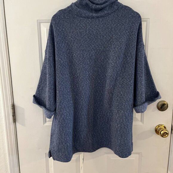 Purejill Woman's Blue Textured Cowl Neck Over-Sized Pull-Over Knit Sweater Sz Lr - Picture 4 of 8